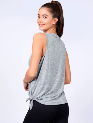 Briella Tie Side Sleeveless Vest Top in Mid Grey Marl - triatloandratx Active