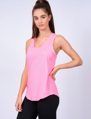 Mancuso 2 Perforated Racer Back Vest Top in Neon Pink - triatloandratx Active