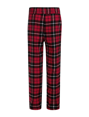 Boy's Reindeer 2pc Lounge Set in White / Red Black Check - Merry Christmas Kids (4-12yrs)