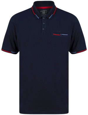 Leigh Cotton Jersey Polo Shirt with Chest Pocket in Navy Blazer - Kensington Eastside