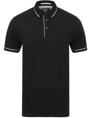 Low Cotton Jersey Polo Shirt with Trims in Black - Kensington Eastside