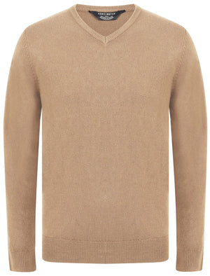 Silvo Soft Cashmillon V Neck Jumper In Taupe - Kensington Eastside