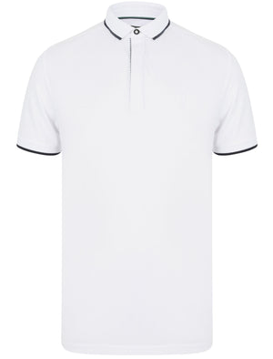 Stable Cotton Pique Polo Shirt with Tipping in Bright White - Kensington Eastside