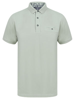 Providence Cotton Pique Polo Shirt with Mock Chest Pocket in Sea Foam Green - Kensington Eastside