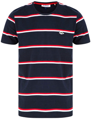 Joseph Striped Cotton Jersey T-Shirt in Sky Captain Navy - Le Shark