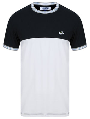 Milo Colour Block Cotton T-Shirt with Tipping in Jet Black - Le Shark