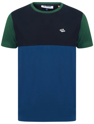 Adon Colour Block Panel Cotton Jersey T-Shirt in Hunter Green - Le Shark