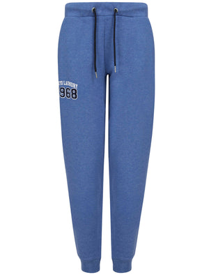 Adalee Brushback Fleece Cuffed Joggers in Cornflower Blue Marl - triatloandratx