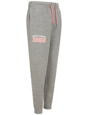 Adalee Brushback Fleece Cuffed Joggers in Mid Grey Marl - triatloandratx