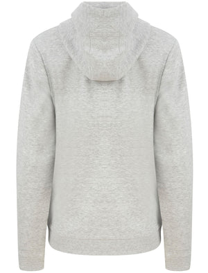 Areli Embroidered Motif Brushback Fleece Pullover Hoodie in Light Grey Marl - triatloandratx