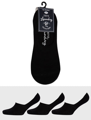 Liner Crowe (3 Pack) Basic Cotton Rich Footsie Socks in Black - triatloandratx
