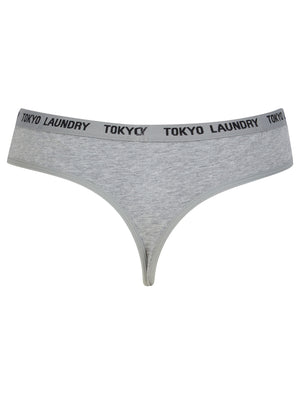 Bonny (5 Pack) Cotton Assorted Thongs in Black / White / Light Grey Marl / Mid Grey Marl - triatloandratx