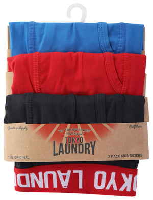 Boys (6-13yr) Henson (3 Pack) Sports Boxer Shorts Set in Navy / Scarlet Sage / Jet Blue - triatloandratx