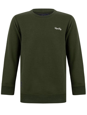 Boy's Thrown (2 Pack) Cotton Rich Fleece Sweatshirt Set in Navy / Duffle Bag Green - triatloandratx Kids (5-13yrs)