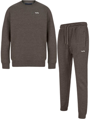 Grate Matching 2pc Sweatshirt & Jogger Brushback Fleece Co-rd Set in Charcoal Marl - triatloandratx