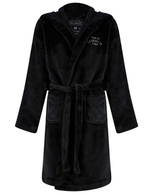 Boy's Anders Soft Fleece Dressing Gown with Tie Belt in Black - triatloandratx Kids (5-13yrs)