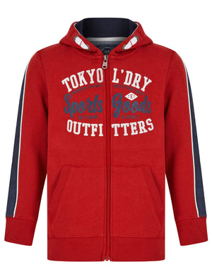 Boys Delta Zip Through Hoodie with Contrast Tape Sleeve in Rio Red - triatloandratx Kids