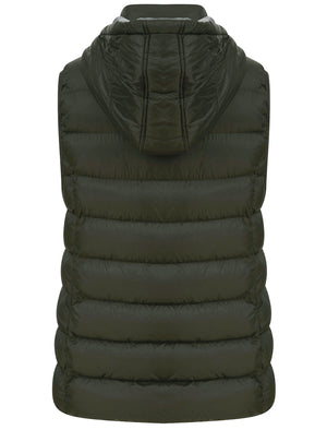 Markle Quilted Puffer Gilet with Hood In Khaki - triatloandratx