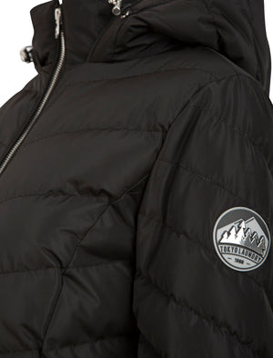 Safflower 2 Longline Quilted Puffer Coat with Hood In Black - triatloandratx