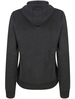 Sporty Motif Brushback Fleece Pullover Hoodie in Charcoal Marl - triatloandratx