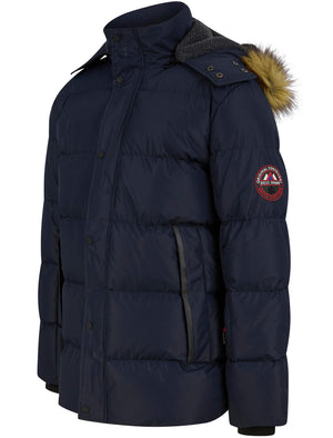 Teslin Quilted Jacket with Borg Lined Detachable Hood in Sky Captain Navy - triatloandratx Active Tech