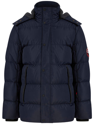 Teslin Quilted Jacket with Borg Lined Detachable Hood in Sky Captain Navy - triatloandratx Active Tech