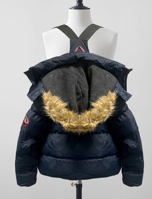 Teslin Quilted Jacket with Borg Lined Detachable Hood in Sky Captain Navy - triatloandratx Active Tech