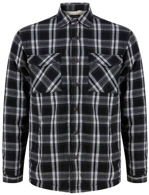 Tornio Borg Lined Checked Flannel Overshirt Jacket in Jet Black - triatloandratx