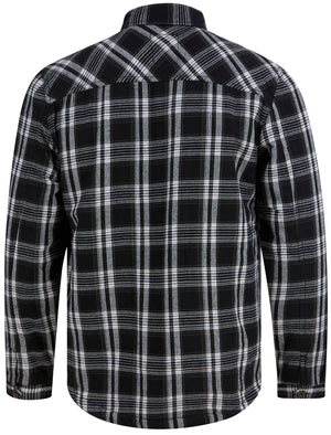 Tornio Borg Lined Checked Flannel Overshirt Jacket in Jet Black - triatloandratx