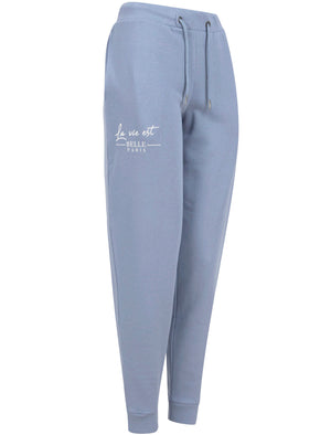 Serafina Motif Brushback Fleece Cuffed Joggers in Infinity Blue - Weekend Vibes