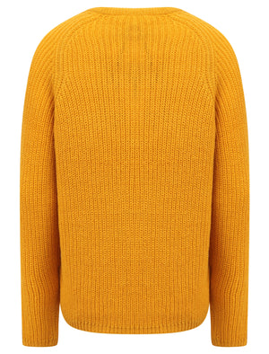 Allium Crew Neck Fisherman Knit Jumper In Artisan's Gold - Amara Reya