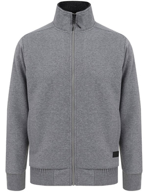 Percy Funnel Neck Zip Through Chunky Sweat With Borg Lining In Mid Grey Marl - Dissident