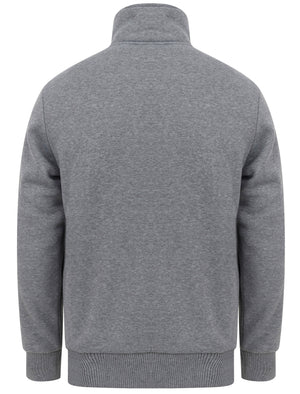 Percy Funnel Neck Zip Through Chunky Sweat With Borg Lining In Mid Grey Marl - Dissident