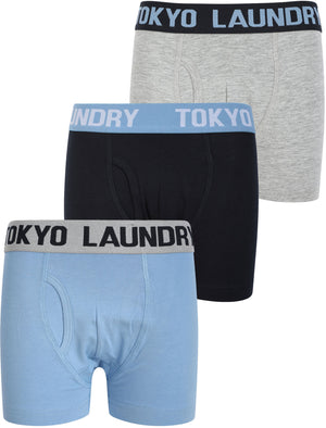 Boys (6-13yr) Henson (3 Pack) Boxer Shorts Set in Allure Blue / Sky Captain Navy / Lt Grey Marl - triatloandratx