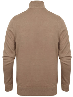 Redwood 2 Half Zip Neck Cashmilon Knit Jumper in Taupe - Kensington Eastside