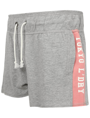 Lois Loopback Fleece Sweat Shorts with Printed Side Panels in Light Grey Marl - triatloandratx