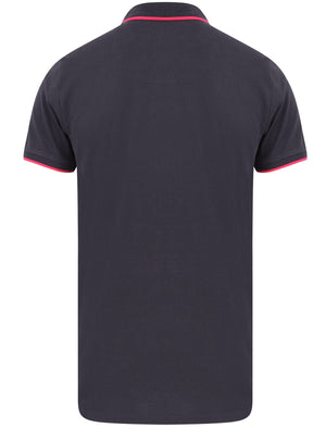 Noel 2 Cotton Pique Polo Shirt with Neon Tipping In Navy - triatloandratx