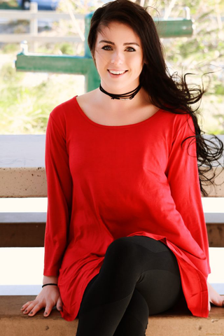 red leggings and matching top