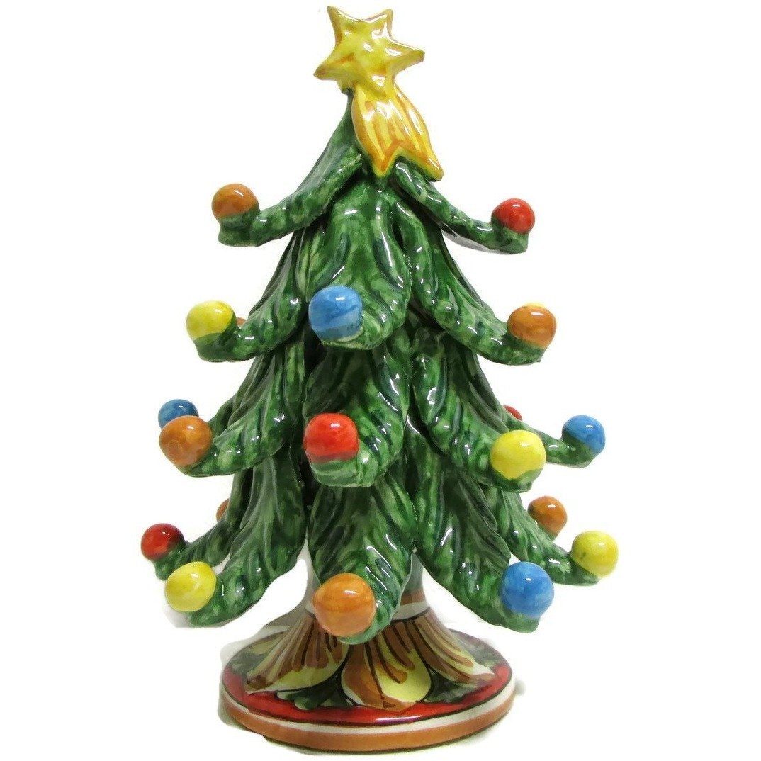 Alberello Natale.Albero Di Natale Verde In Ceramica Di Caltagirone H 17