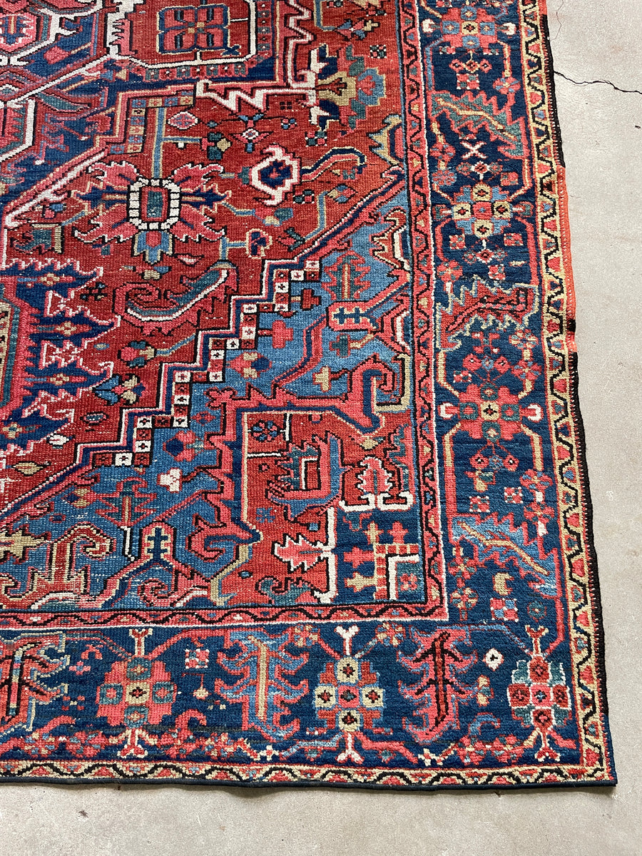 7’7 x 10’4 Antique Persian Heriz Rug #2786