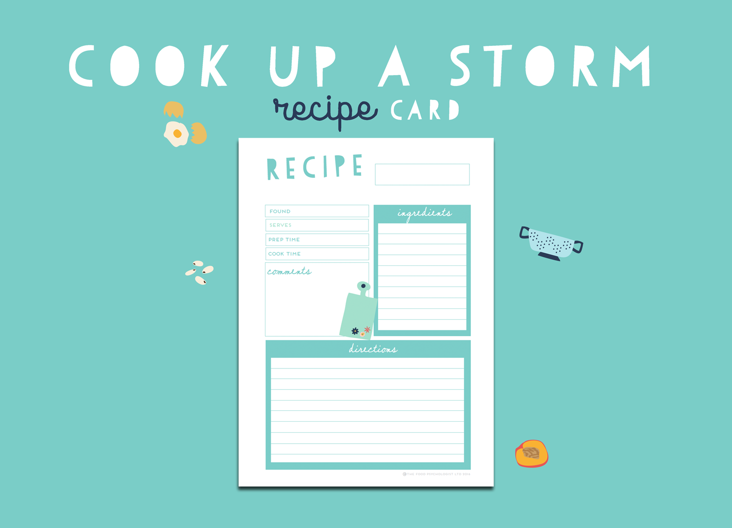 Cook Up A Storm Recipe Card (Aqua)