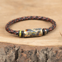 Olive Parker, leather and enamel bracelet