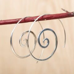 Robert Nilsson, thin sterling silver swirl earrings