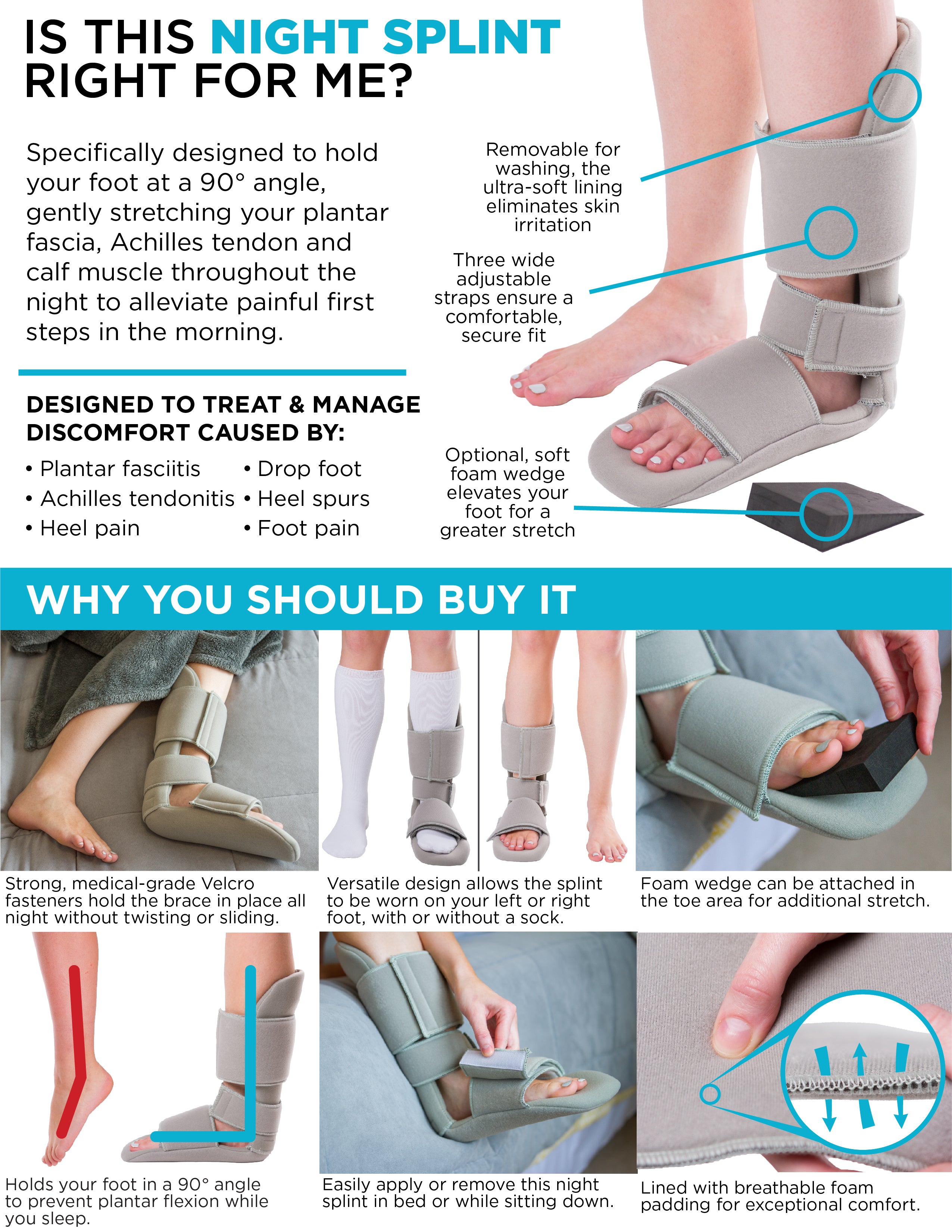 features that make this padded plantar fasciitis night splint the best