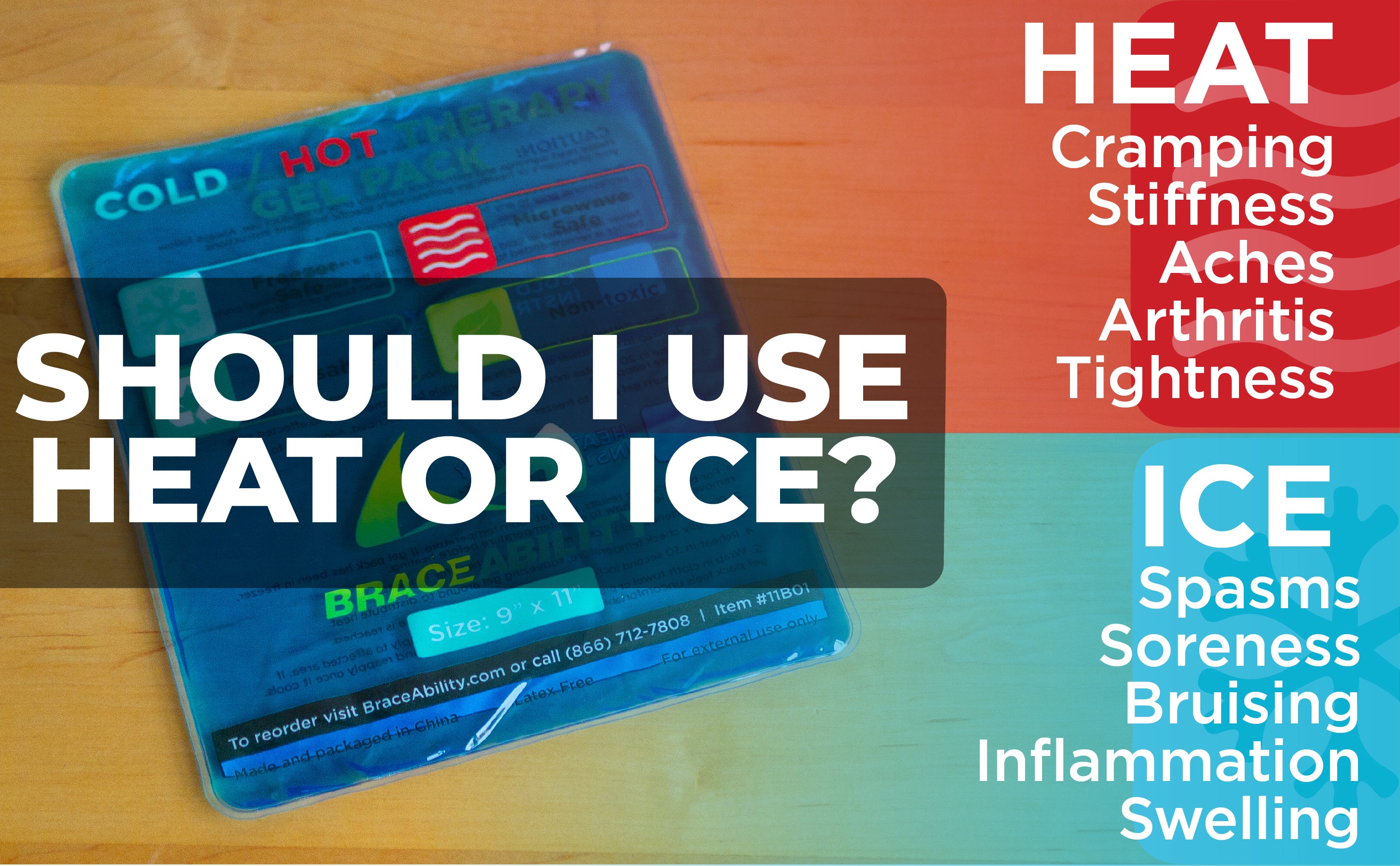 how to know when to use ice or heat for injuries, pain, cramping, or soreness