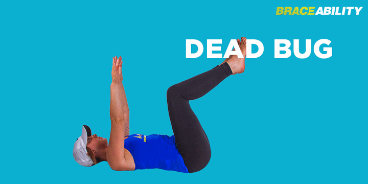 dead bug physical therapy stretch for spondylolisthesis in the back