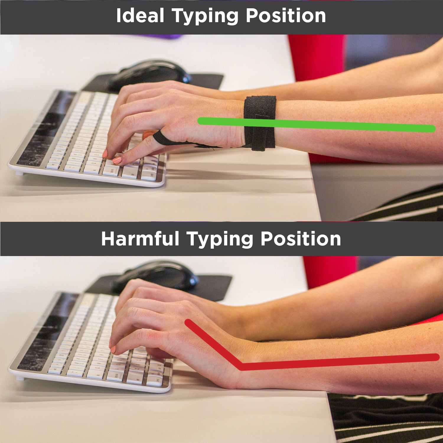 how your wrist should sit while working at a computer to prevent carpal tunnel
