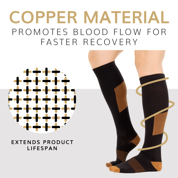 Copper Compression Socks | Medical Stockings for Varicose Veins, Pregnancy  Swelling, Diabetic Men and Women (Pair)