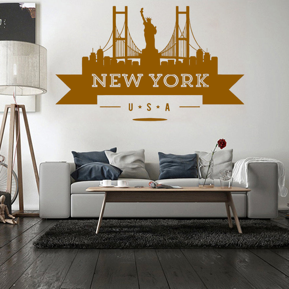 Usa New York City Skyline Wall Sticker Vinyl Decals Living Room Mural