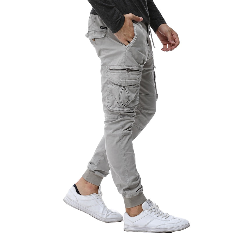 mens grey cargo joggers